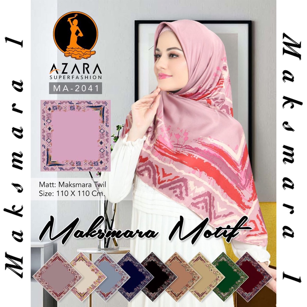 Segiempat Motif Hijab SILK OLIVIA MOTIF UMAMA 110x110 Butter Silk Velvet Motif-Maksmara 1