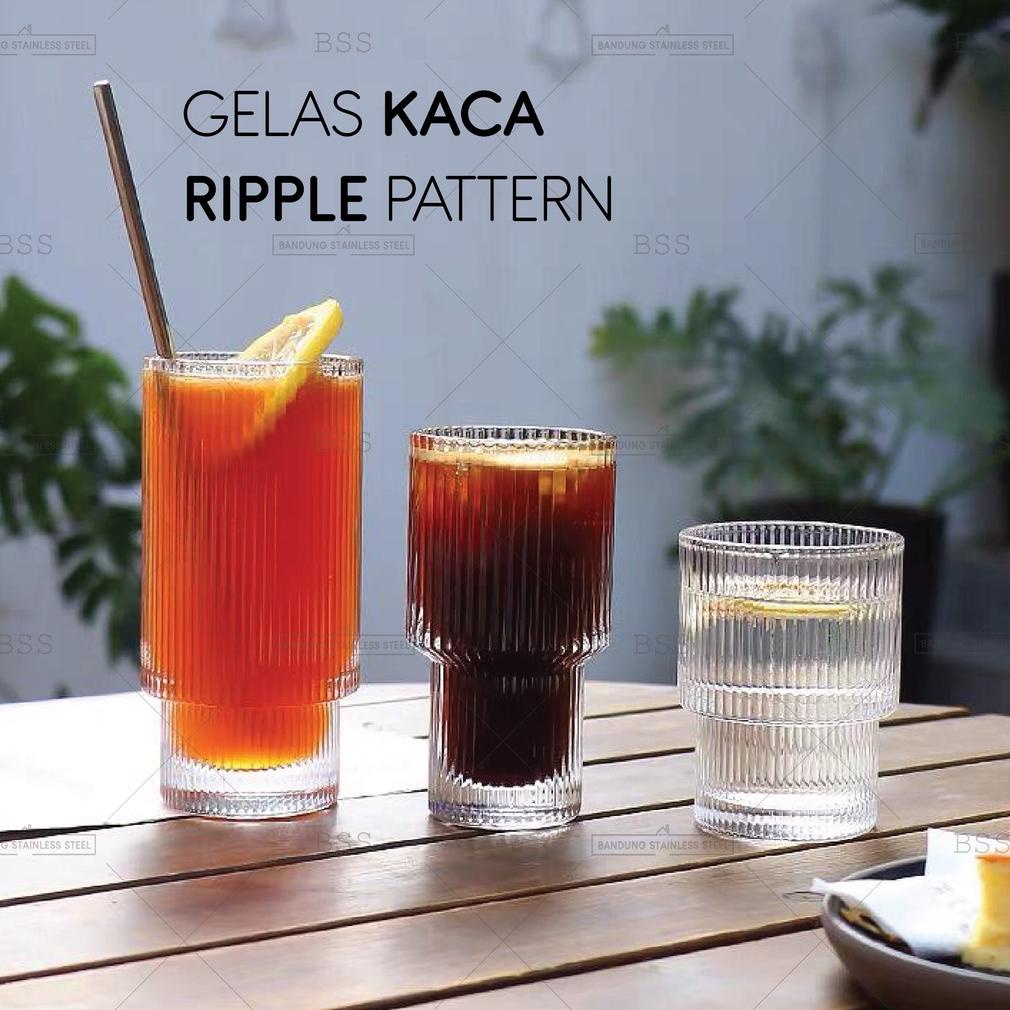 Gelas Kaca 190ml 210ml 300ml Kopi Susu Ripple Tebal Tinggi Yo-Reum Aesthetic Korean Drinking Glass