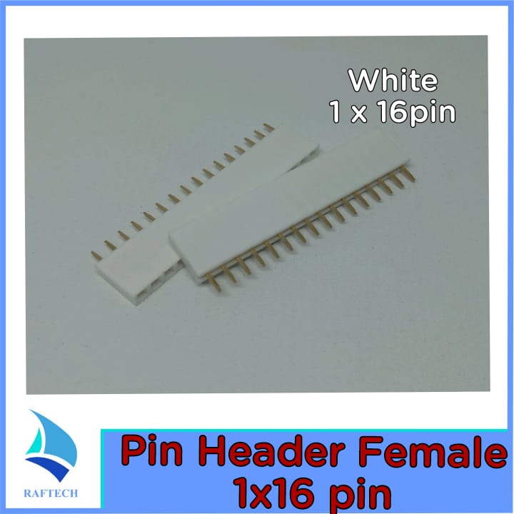 Pin Header Female Color 1x16 Pin Single Row 2.54mm Putih 16p