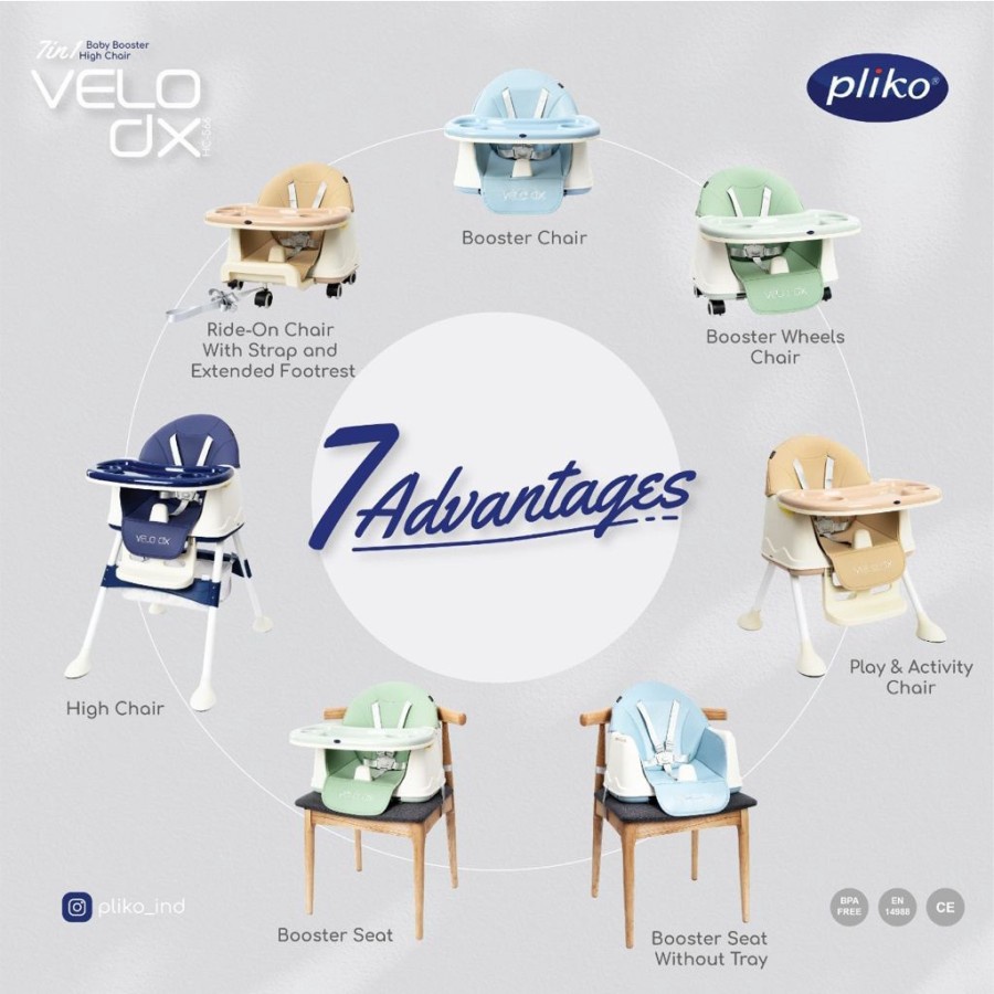 Pliko High Chair Pliko DX Baby Booster dan High Chair Kursi Makan Bayi