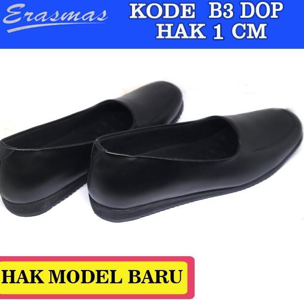 ৲ Sepatu Hamil Flat Shoes Hitam B3 ERASMAS HAK 1 cm PDH Persit Bhayangkari PNS Dishub Formal ㆊ