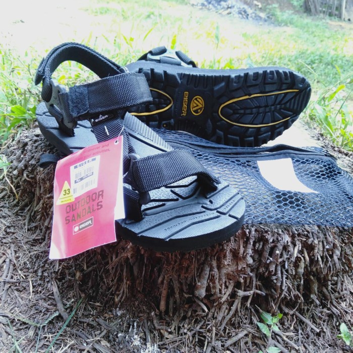 BISA COD - Sendal Anak Eiger Tali Gunung Sendal Outdoor Sendal Anak Pria Wanita - Hitam, 40