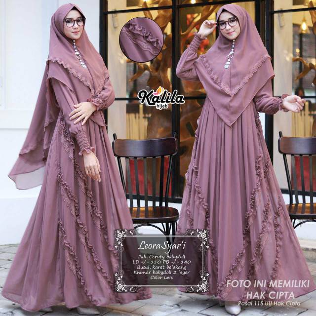 TOP [BISA COD] LEORA SYARI BY KALILA / GAMIS MUSLIMAH SYARI BAHAN CERUTY BABYDOLL