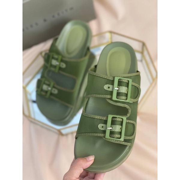 Sepatu Sendal Wanita CK Mesh Flat Platforms Sandals Shoes Premium Import, Hitam Black Hijau Green Av