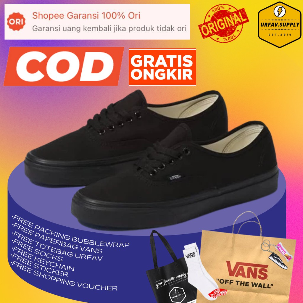 VANS Authentic Classic Full Black ORIGINAL BNIB Global Market LEGIT 100% Free Paperbag VANS
