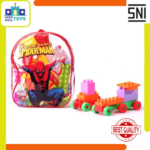 Mainan Edukasi Anak Lego Block Bricks Tas Spiderman Laki Laki 1367