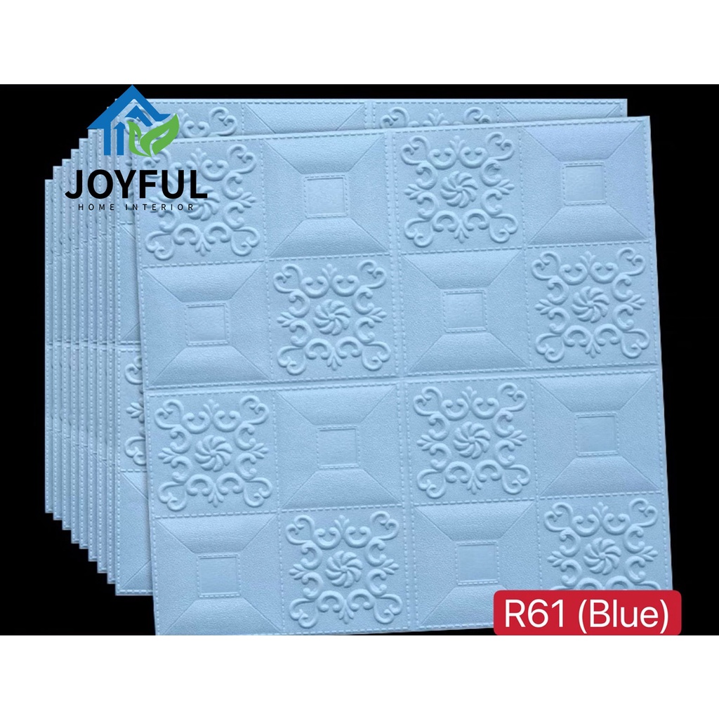 (TERMURAH!!) Wallpaper Dinding 3D FOAM, Ukuran 70X38.5CM • High Quality-R61 (BLUE)70X35CM