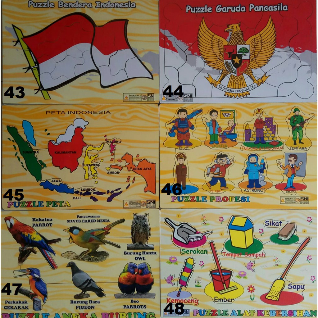 (Part 3) Puzzle Kayu SNI Bendera Garuda Peta Profesi Anatomi Tubuh