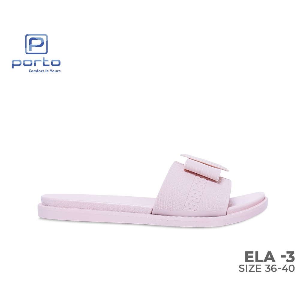 ELA-3 - Porto Leveling Sandal Wanita Selop Harian Pita Santai Cantik Casual Nyaman Empuk Porto Lady