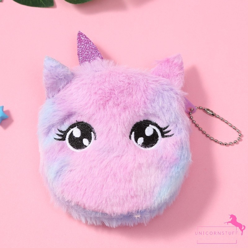 Tempat Dompet Koin Unicorn Bahan Bulu Halus Anak Kado Perempuan