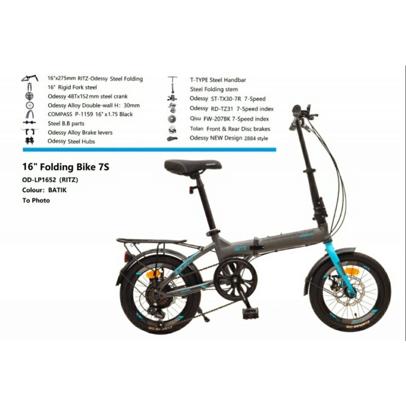 Sepeda Lipat 16 inch Merk Odessy Ritz