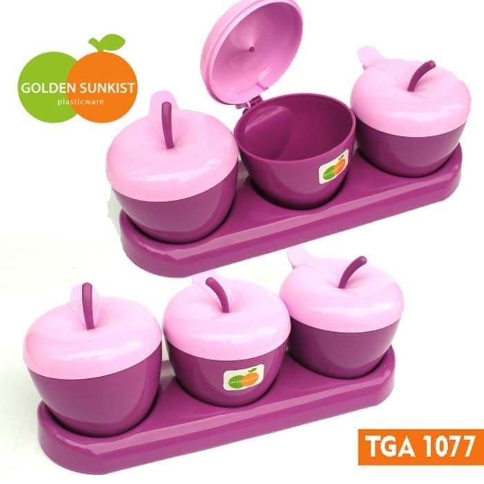 Wadah Bumbu - Garam - Gula - Lada - Apel Set 3 Pcs Golden Sunkist 1077