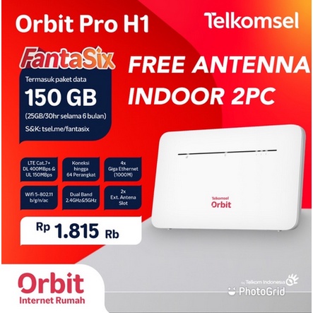 Home Router 4G Orbit Pro H1 B535 Modem Wifi Free Telkomsel 150 GB Resmi