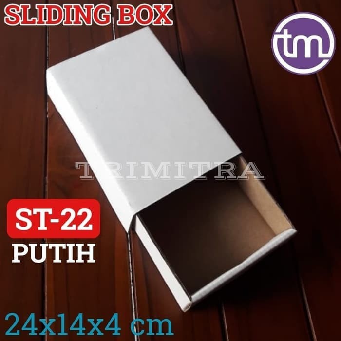 

KOTAK ST-22 PUTIH 24X14X4 CM KARDUS SLIDING KARTON BOX AKSESORIS SOUVENIR