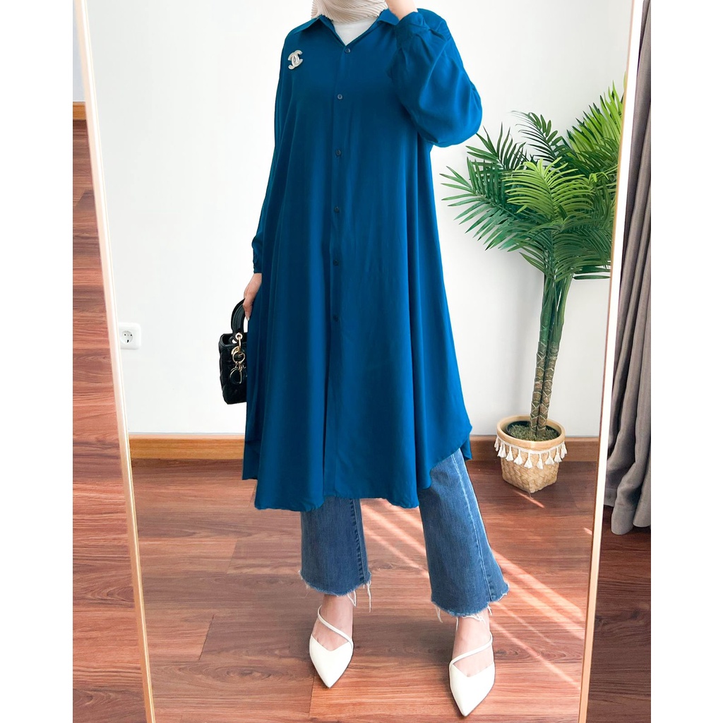 NEW- Salma Tunik JUMBO LD 120 / ATASAN WANITA BAHAN ADEM RAYON / TUNIK TERBARU / ATASAN TUNIK TERMURAH / TUNIK POLOS  / Kemeja Atasan Wanita OVERSIZE Lengan Panjang Bahan Cotton Crinkle