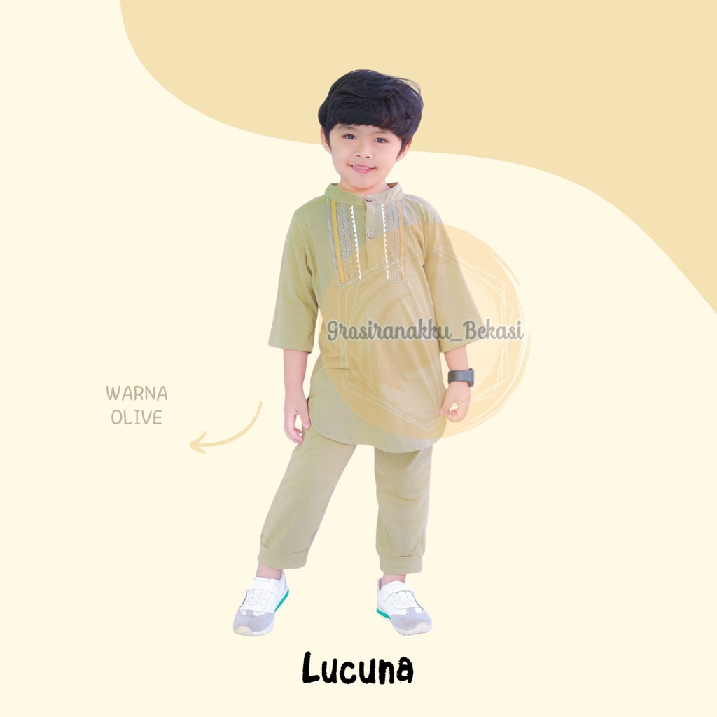 Setelan Koko Anak Fawaz Lucuna Warna Olive Size 1-5 Thn