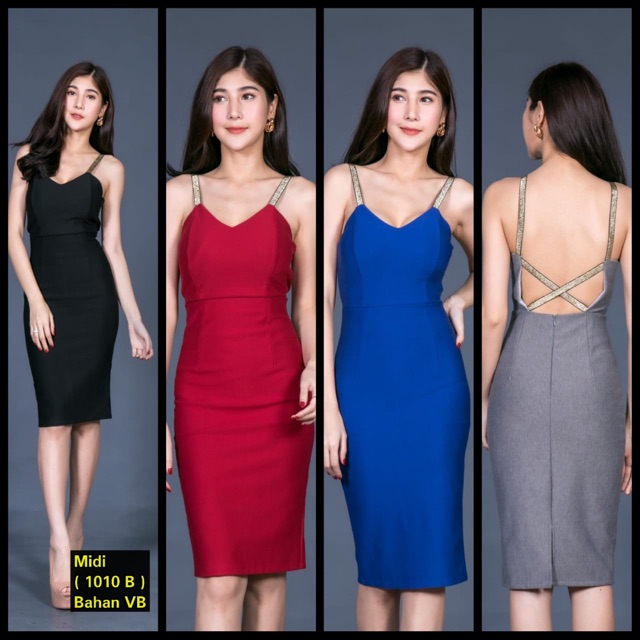 dress midi bahan VB
