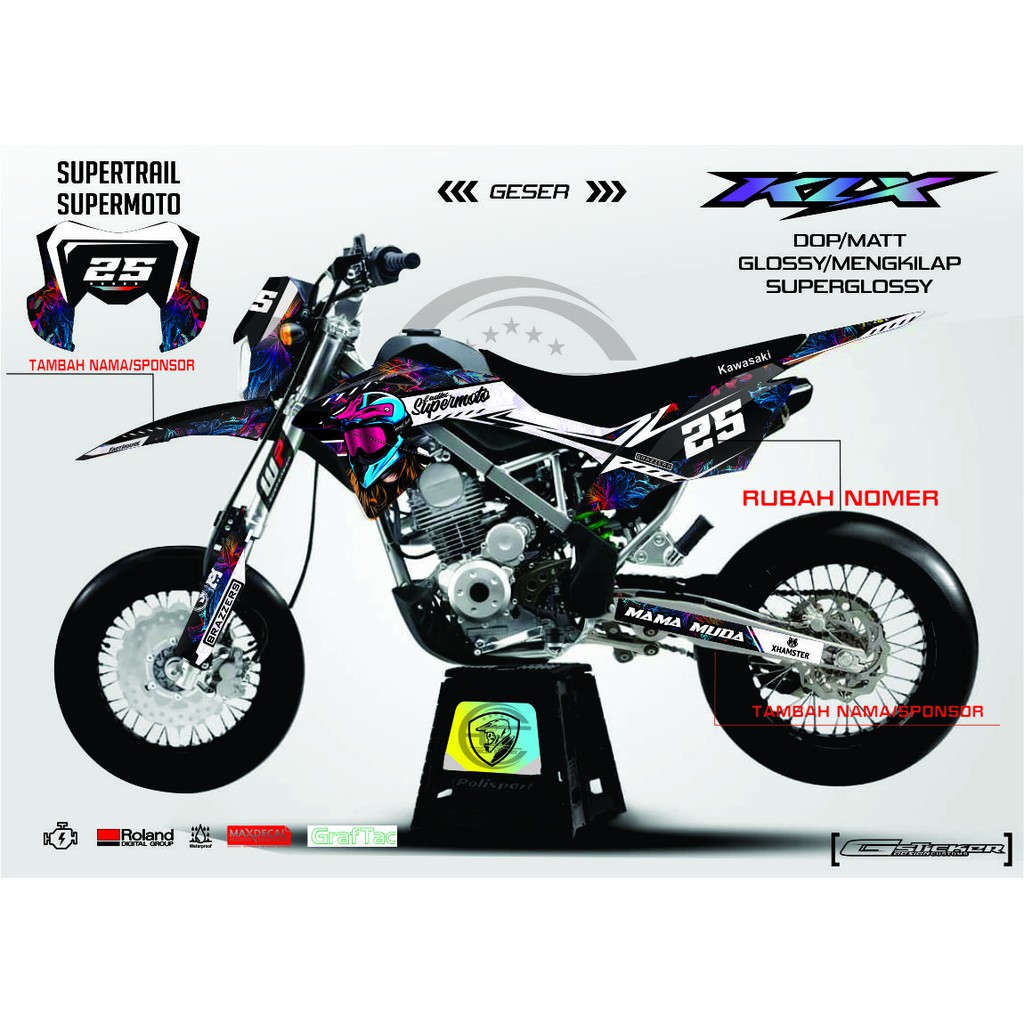 DECAL KLX 150 BF FULLBODY SUPERMOTO CANTIK KODE 014