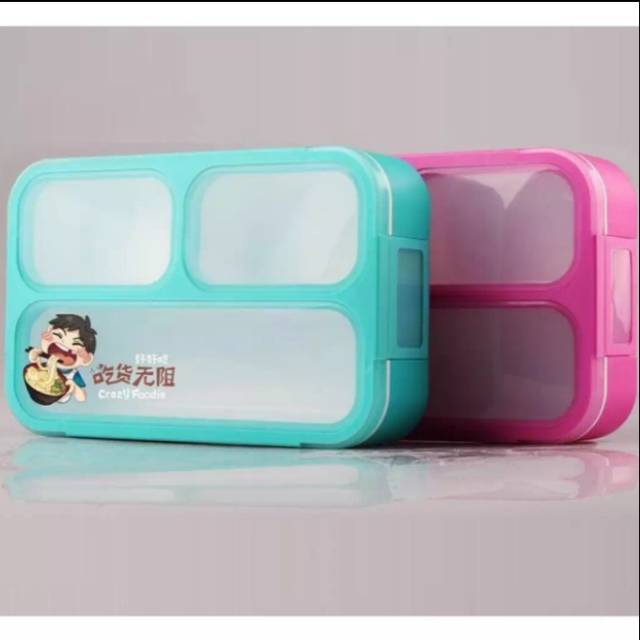 Lunch Box YooYee Tempat makan plastik Kotak nasi 3 Sekat