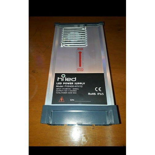 power supply dc 12vol 33amper input ac 175-265vol merek HILED ip65 RainProof