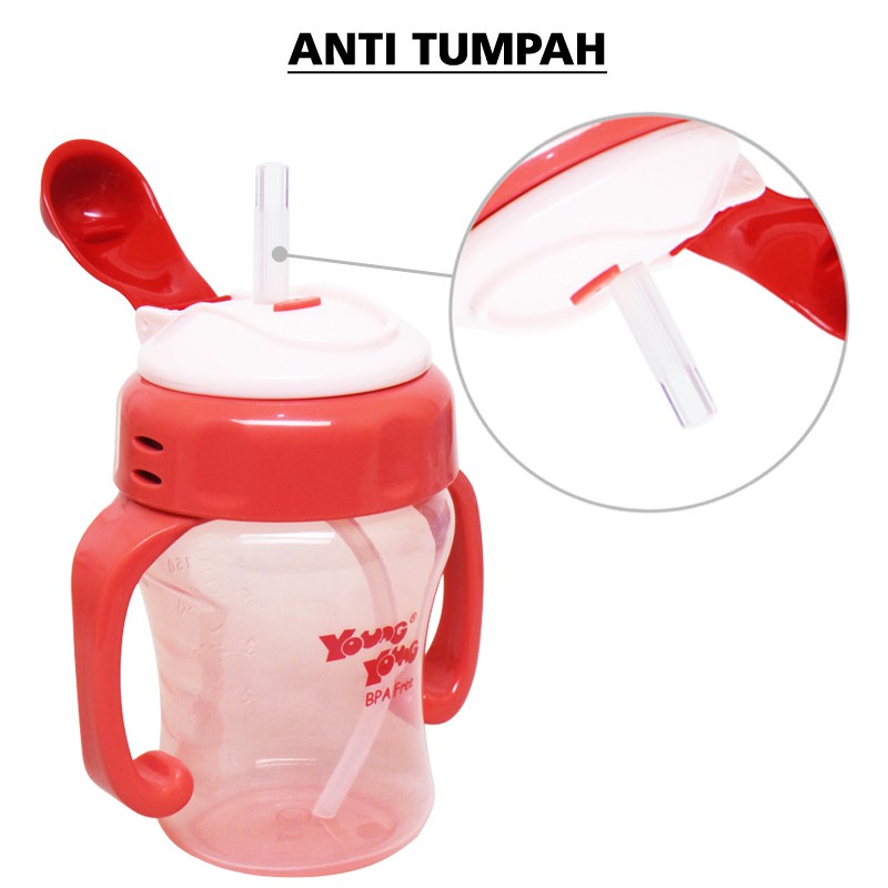 YOUNG YOUNG Botol Minum Bayi Anti Tumpah 210 ML BPA Free Straw Cup Water Bottle IL-901