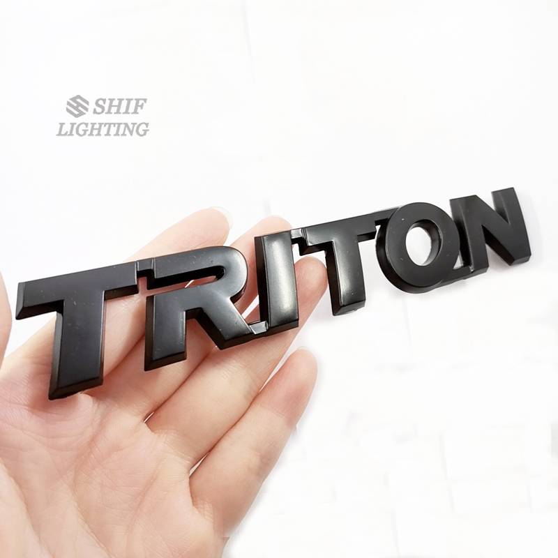 1Pc Stiker Emblem Logo TRITON Bahan ABS Warna Hitam Untuk Mobil MITSUBISHI