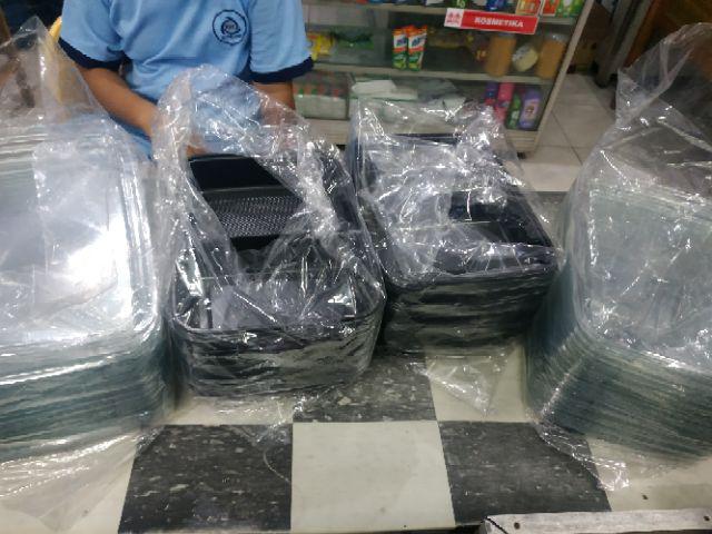 Mika Bento 2 Sekat + Tutup - Kotak Makan Skat 2 - Hitam - Isi 50 Pcs