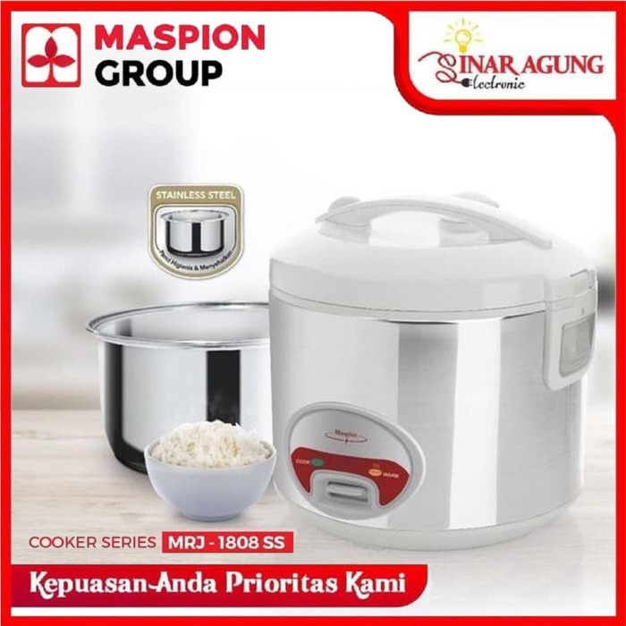 MASPION MRJ-1808 MS RICE COOKER 1.8 LITER - MERAH - MRJ1808SS Rice Cooker Termurah Watt Kecil Terbai