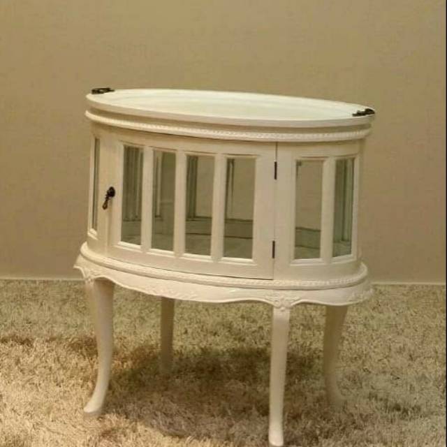 Meja Teh Ukir Kayu Bulat Nakas Serbaguna Duco Jujur Barokah Furniture Jepara