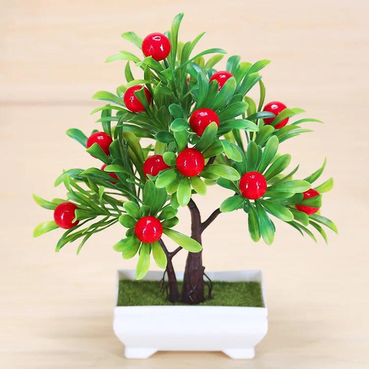 ☛TK☚R195 Bunga plastik Buatan Dekorasi Rumah/Kantor Pajangan Flower Artifisial Imitasi Vas/Pot Petak-BUNGA CHERRY