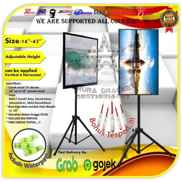 Bracket Tv LED LCD monitor Standing 14&quot;-43&quot; cocok semua merk TV