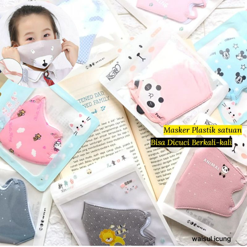 Adjustable Children mask masker anak bisa di cuci berkali kali tali bisa disesuaikan motif