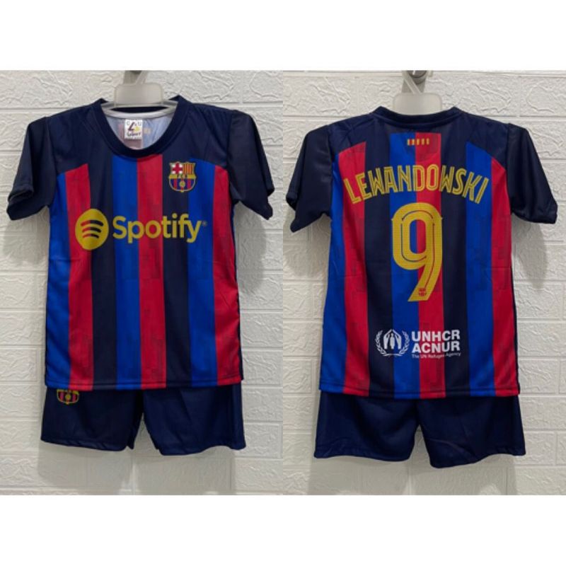 setelan baju bola anak barcelona home Jersey kids barca