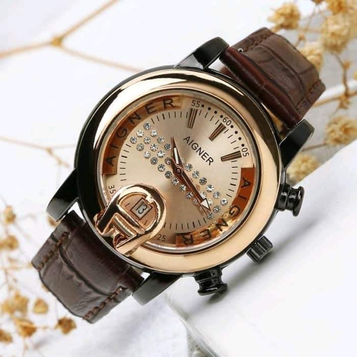 COD JAM TANGAN WANITA ANALOG FASHION AIGNER KULIT TANGGAL 04