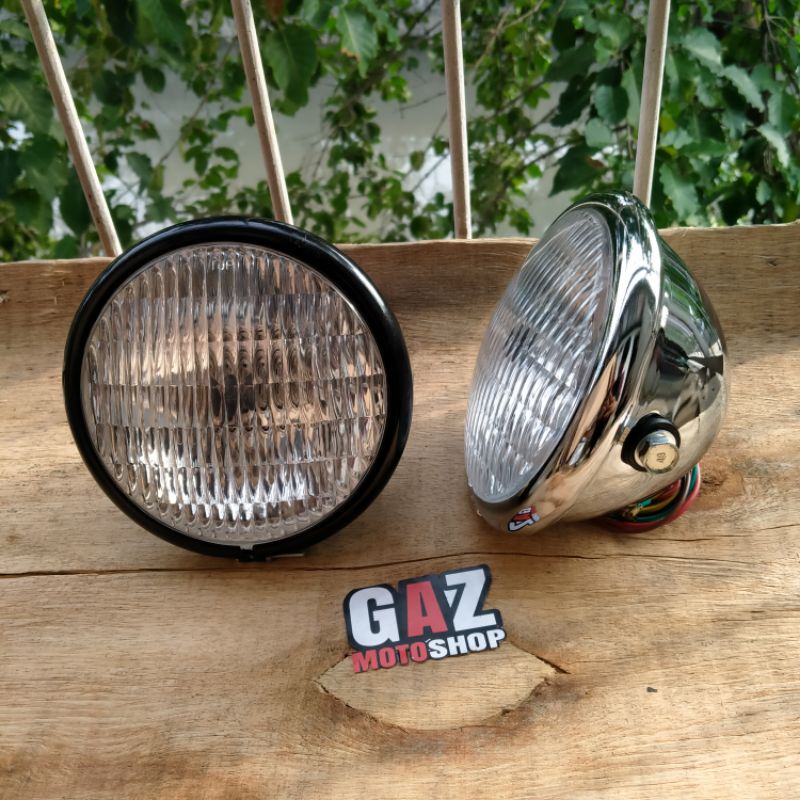 Lampu CB 100 Pesek H4 Headlamp CB Custom Classic Model Kristal