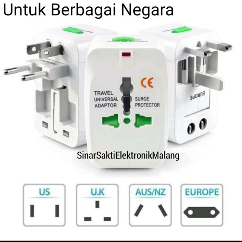 Universal Travel Adaptor Colokan Steker Listrik Multi Luar Negeri Arab Jepang Singapore LN