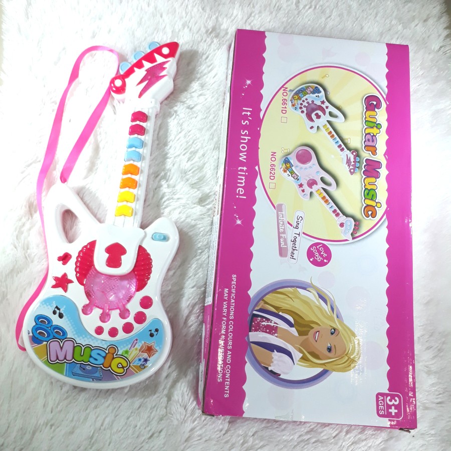 Mainan GITAR MUSIK PUTIH PINK mainan anak perempuan girl toys gift birthday