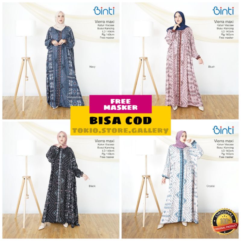 Vierra maxi dress jumbo ld 140 bahan viscose premium | gamis oversize ori binti