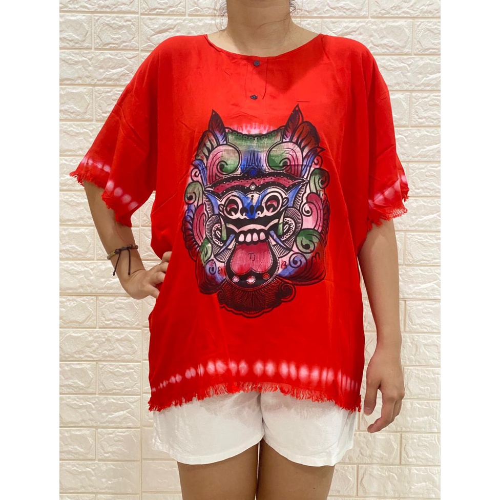 BAJU BALI BARONG WANITA DASAR WARNA POLOS MOTIF BARONG FIT TO XL