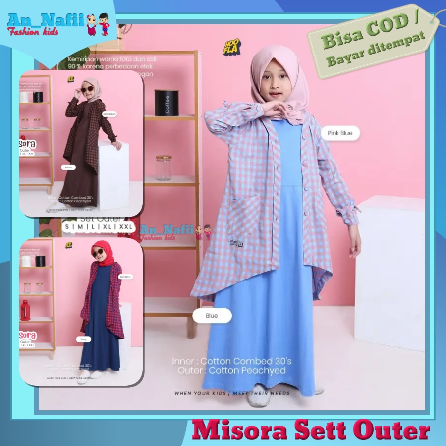 Setelan Cardigan Anak Perempuan Umur 3 - 14 Tahun Misora Baju Muslim Anak Perempuan Outer Hooflakids