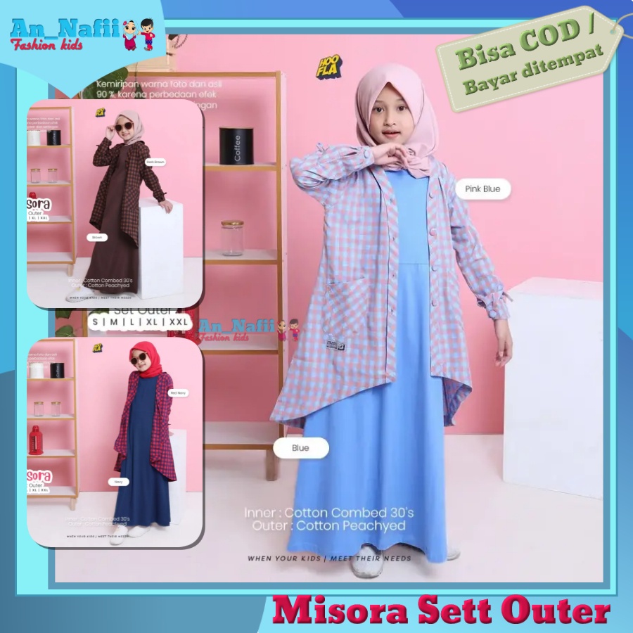 Setelan Cardigan Anak Perempuan Umur 3 - 14 Tahun Misora Baju Muslim Anak Perempuan 3 Tahun 8 Tahun 10 Tahun 12 Tahun Murah