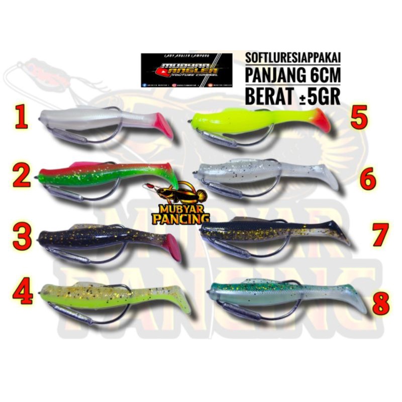 Soft Lure 6 cm Zman [Replika] + WormHook   - Umpan Casting