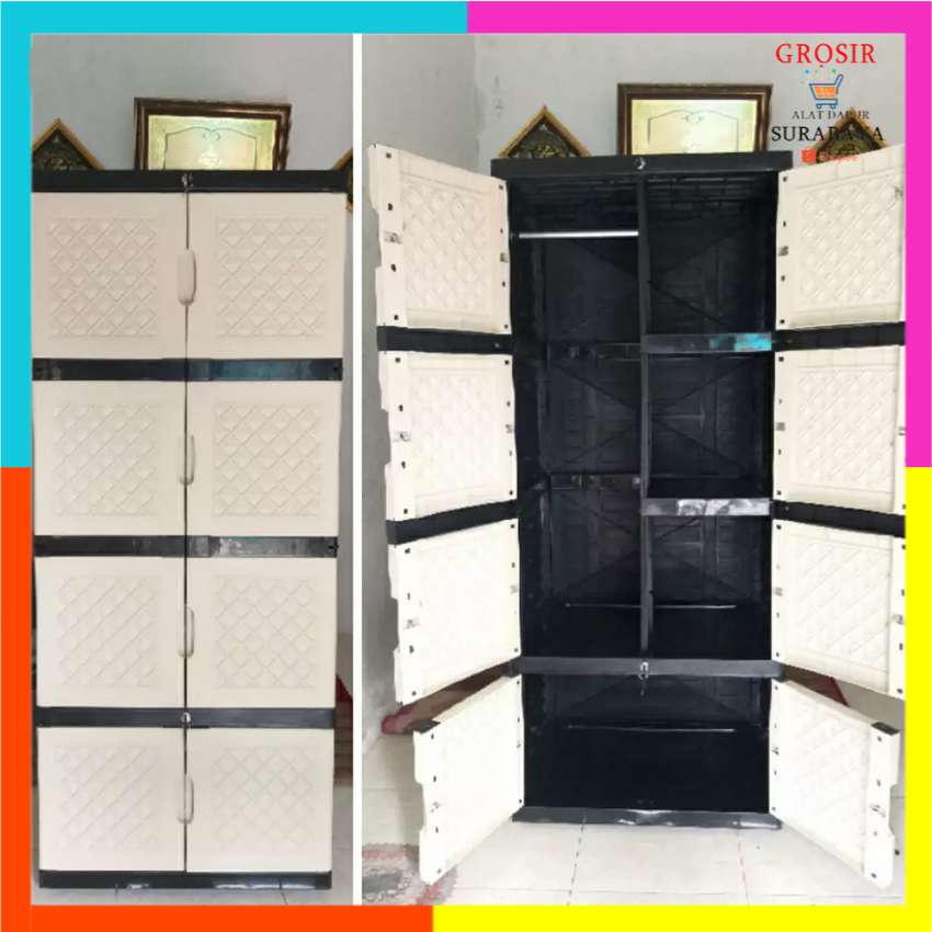 LEMARI PLASTIK AQUOSE 4 SUSUN GANTUNG / LEMARI AQUOSE JUMBO GANTUNG + KACA