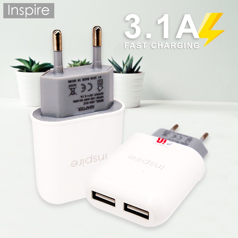 KEPALA CHARGER UNIVERSAL CHARGER INSPIRE 3.1A ADAPTOR UNIVERSAL BATOK CHARGER HEAD TC INSPIRE 3.1A