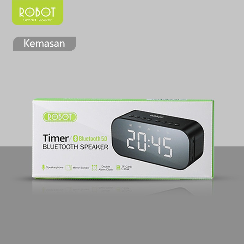 ROBOT RB-550 SPEAKER BLUETOOTH / PORTABLE LED TIMER CLOCK AUDIO PORTABLE ORIGINAL (BLACK)