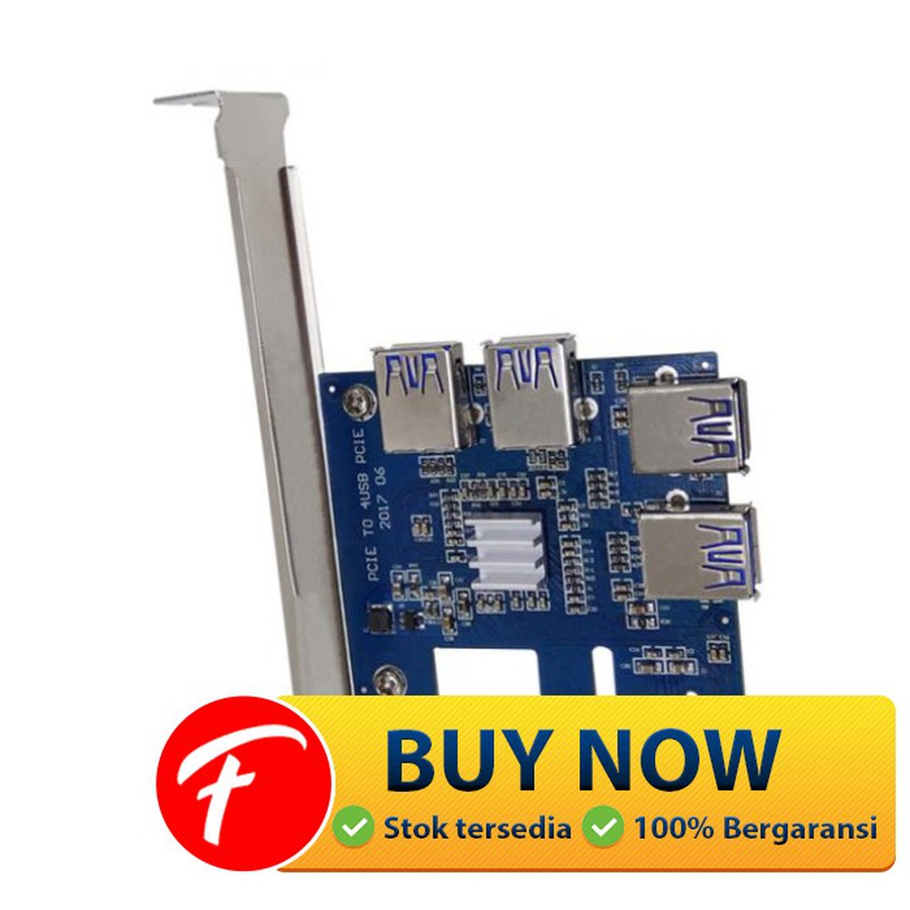 PCI-E Expansion Card Riser to 4 USB 3.0 for Bitcoin Miner EM88