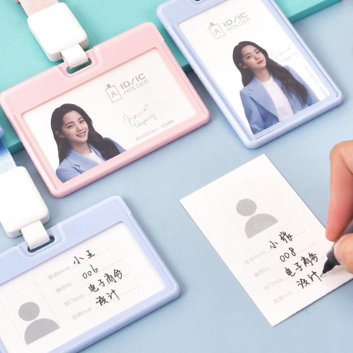 

YKM Deli ID/IC Card Nametag Vertikal Pink/Biru Tali Penggantung Teleskopis Terkini