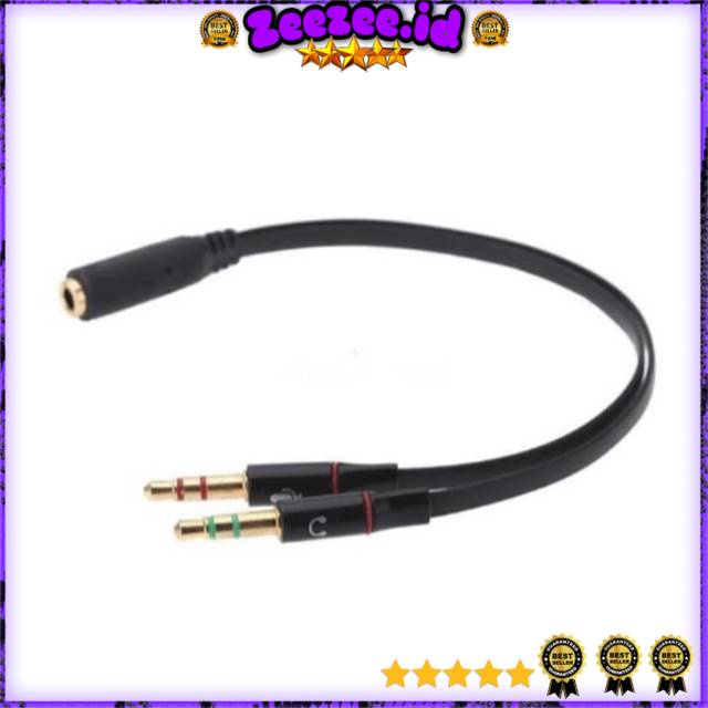 Kabel audio Aux 3.5mm Male ke 2 x 3.5mm Female HiFi - AV114