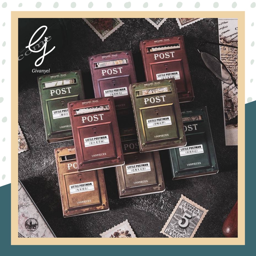 

[Givanyel] Kertas Stiker Vintage Stamp Retro Dekorasi Jurnal Scrapbook