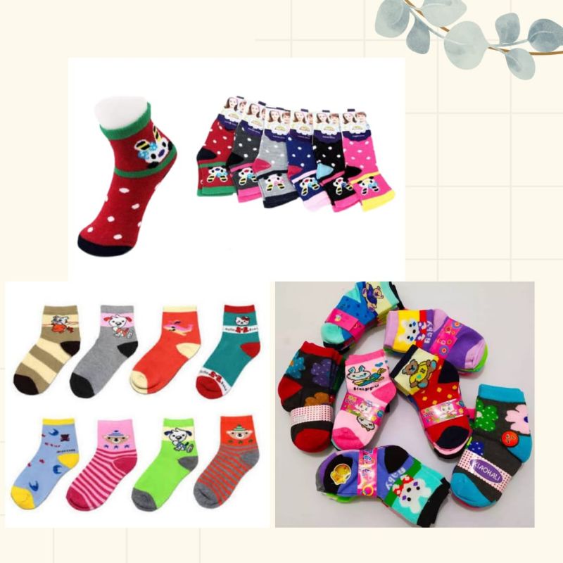 ( random ) 3 pasang kaos kaki  motif /karakter anak usia 1-4 tahun varian cewek dan cowok